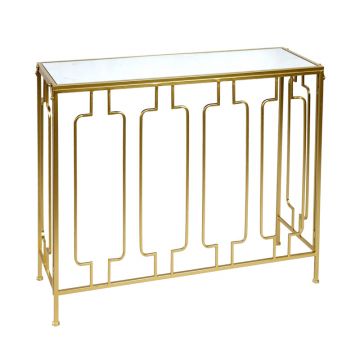 Consola Sieni  metal Auriu cu oglinda 91x32x78cm Consola Sieni  metal Auriu cu oglinda 91x32x78cm