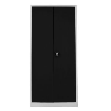Dulap de depozitare cu incuietoare, Shelvoria, Js1001Sı, 92x198x40 cm, Otel, Gri/Negru