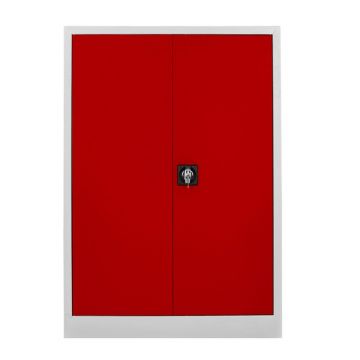 Dulap de depozitare cu incuietoare, Shelvoria, Js1002Kı, 92x130x40 cm, Otel, Gri/Roșu