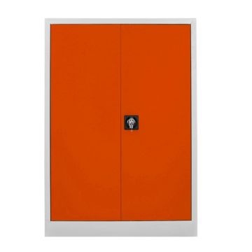Dulap de depozitare cu incuietoare, Shelvoria, Js1002Tu, 92x130x40 cm, Otel, Gri / Portocaliu