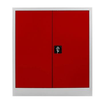 Dulap de depozitare cu incuietoare, Shelvoria,  Js1003Kı, 92x100x40 cm, Otel, Gri/Roșu