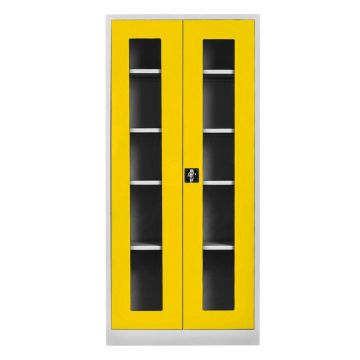 Dulap de depozitare cu incuietoare, Shelvoria,  Js1005Sa, 92x198x40 cm, Otel, Gri / Galben