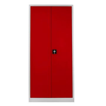 Dulap de depozitare cu incuietoare, Shelvoria, Js1008Kı, 92x198x40 cm, Otel, Gri/Roșu