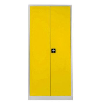Dulap de depozitare cu incuietoare, Shelvoria, Js1008Sa, 92x198x40 cm, Otel, Gri / Galben