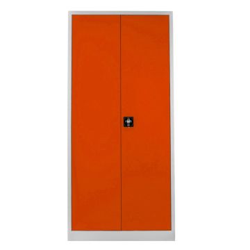 Dulap de depozitare cu incuietoare, Shelvoria, Js1008Tu, 92x198x40 cm, Otel, Gri / Portocaliu