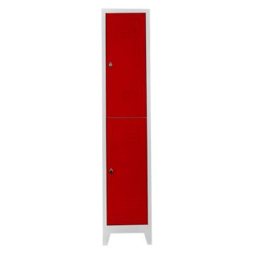 Dulap de depozitare cu incuietoare, Shelvoria, Js1010Kı, 41x200x40 cm, Otel, Gri/Roșu