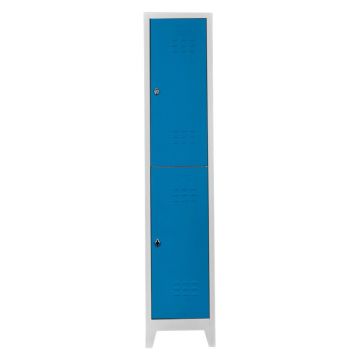 Dulap de depozitare cu incuietoare, Shelvoria, Js1010Ma, 41x200x40 cm, Otel, Gri/Albastru