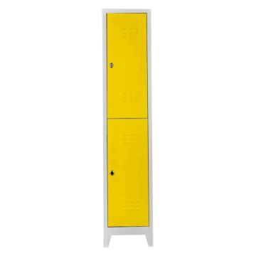 Dulap de depozitare cu incuietoare, Shelvoria, Js1010Sa, 41x200x40 cm, Otel, Gri / Galben