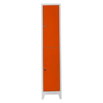 Dulap de depozitare cu incuietoare, Shelvoria, Js1010Tu, 41x200x40 cm, Otel, Gri / Portocaliu