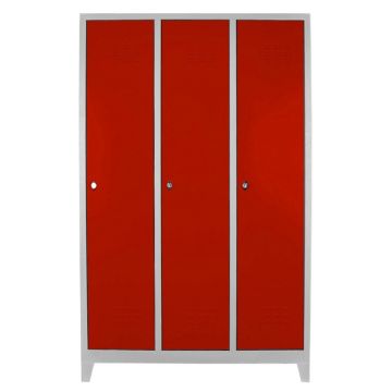 Dulap de depozitare cu incuietoare, Shelvoria, Js1012Kı, 117x185x40 cm, Otel, Gri/Roșu