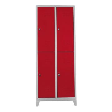 Dulap de depozitare cu incuietoare, Shelvoria, Js1013Kı, 79x200x40 cm, Otel, Gri/Roșu