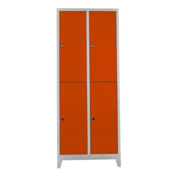 Dulap de depozitare cu incuietoare, Shelvoria, Js1013Tu, 79x200x40 cm, Otel, Gri / Portocaliu