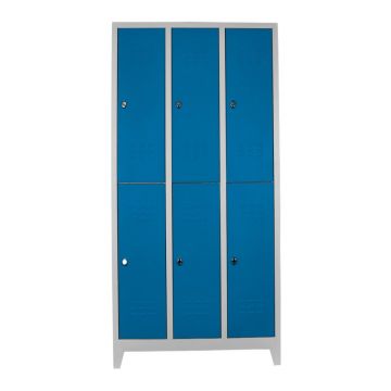 Dulap de depozitare cu incuietoare, Shelvoria, Js1014Ma, 117x200x40 cm, Otel, Gri/Albastru