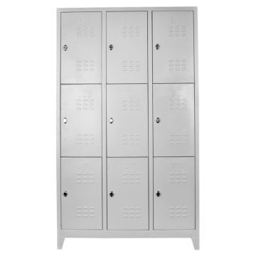 Dulap de depozitare cu incuietoare, Shelvoria, Js1015, 117x200x40 cm, Otel, Gri deschis