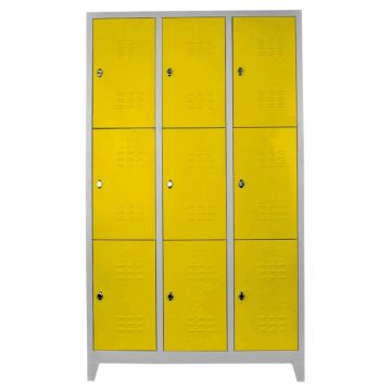 Dulap de depozitare cu incuietoare, Shelvoria, Js1015Sa, 117x200x40 cm, Otel, Gri / Galben