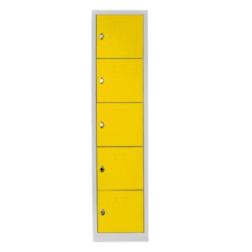 Dulap de depozitare cu incuietoare, Shelvoria, Js1016Sa, 41x170x40 cm, Otel, Gri / Galben
