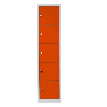 Dulap de depozitare cu incuietoare, Shelvoria, Js1016Tu, 41x170x40 cm, Otel, Gri / Portocaliu