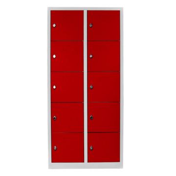 Dulap de depozitare cu incuietoare, Shelvoria, Js1017Kı, 79x170x40 cm, Otel, Gri/Roșu