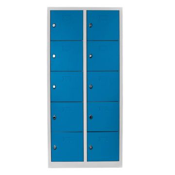 Dulap de depozitare cu incuietoare, Shelvoria, Js1017Ma, 79x170x40 cm, Otel, Gri/Albastru