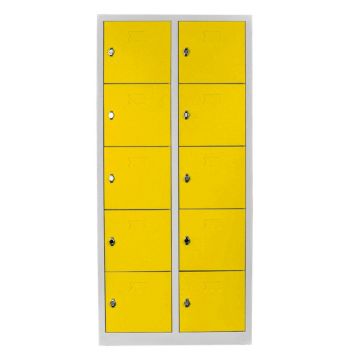 Dulap de depozitare cu incuietoare, Shelvoria, Js1017Sa, 79x170x40 cm, Otel, Gri / Galben
