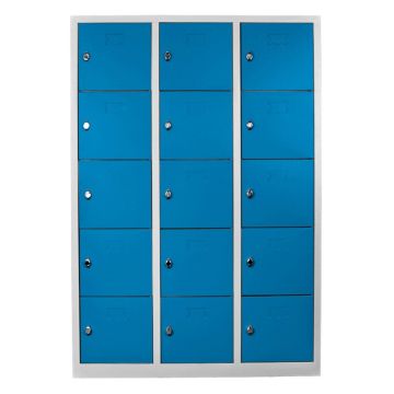 Dulap de depozitare cu incuietoare, Shelvoria, Js1018Ma, 117x170x40 cm, Otel, Gri/Albastru