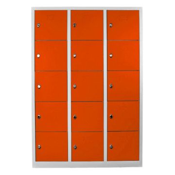 Dulap de depozitare cu incuietoare, Shelvoria, Js1018Tu, 117x170x40 cm, Otel, Gri / Portocaliu