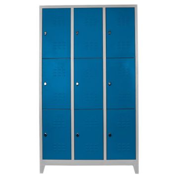 Dulap de depozitare cu incuietoare, Shelvoria, Js1024Ma, 97x200x37 cm, Otel, Gri/Albastru