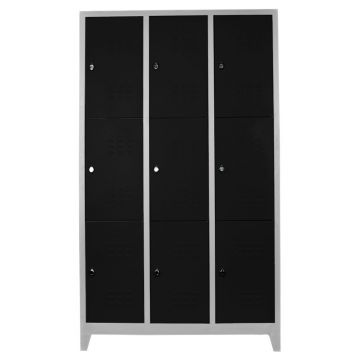 Dulap de depozitare cu incuietoare, Shelvoria, Js1024Sı, 97x200x37 cm, Otel, Gri/Negru