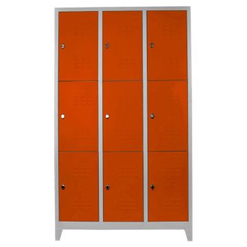 Dulap de depozitare cu incuietoare, Shelvoria, Js1024Tu, 97x200x37 cm, Otel, Gri / Portocaliu