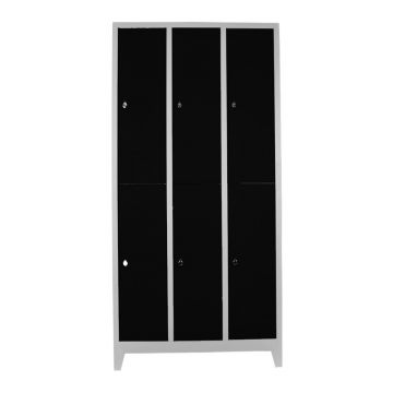 Dulap de depozitare cu incuietoare, Shelvoria, Js1025Sı, 97x200x37 cm, Otel, Gri/Negru