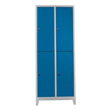 Dulap de depozitare cu incuietoare, Shelvoria, Js1026Ma, 67x200x37 cm, Otel, Gri/Albastru