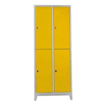 Dulap de depozitare cu incuietoare, Shelvoria, Js1026Sa, 67x200x37 cm, Otel, Gri / Galben