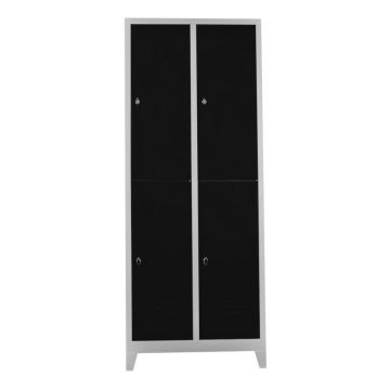 Dulap de depozitare cu incuietoare, Shelvoria, Js1026Sı, 67x200x37 cm, Otel, Gri/Negru