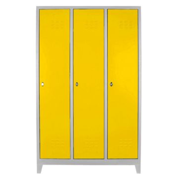 Dulap de depozitare cu incuietoare, Shelvoria, Js1027Sa, 97x185x37 cm, Otel, Gri / Galben