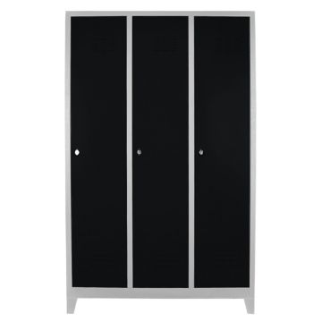 Dulap de depozitare cu incuietoare, Shelvoria, Js1027Sı, 97x185x37 cm, Otel, Gri/Negru