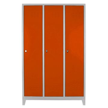 Dulap de depozitare cu incuietoare, Shelvoria, Js1027Tu, 97x185x37 cm, Otel, Gri / Portocaliu