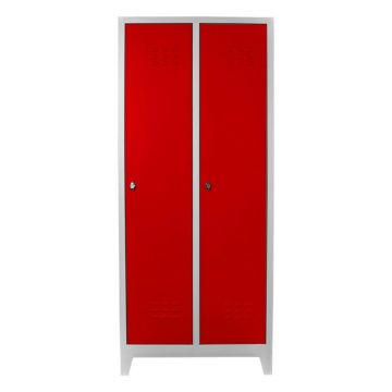 Dulap de depozitare cu incuietoare, Shelvoria, Js1028Kı, 67x185x37 cm, Otel, Gri/Roșu