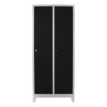 Dulap de depozitare cu incuietoare, Shelvoria, Js1028Sı, 67x185x37 cm, Otel, Gri/Negru