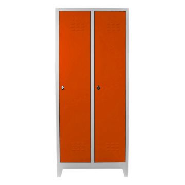 Dulap de depozitare cu incuietoare, Shelvoria, Js1028Tu, 67x185x37 cm, Otel, Gri / Portocaliu