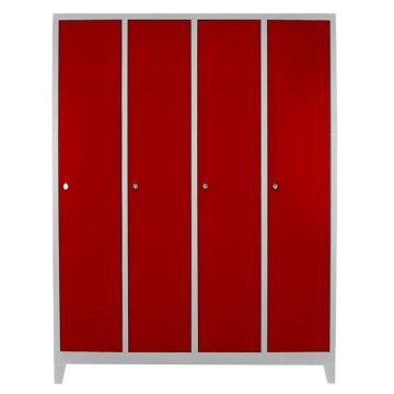 Dulap de depozitare cu incuietoare, Shelvoria, Js1029Kı, 128x185x37 cm, Otel, Gri/Roșu