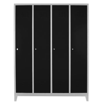 Dulap de depozitare cu incuietoare, Shelvoria, Js1029Sı, 128x185x37 cm, Otel, Gri/Negru