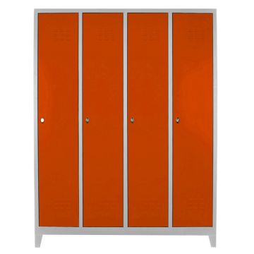 Dulap de depozitare cu incuietoare, Shelvoria, Js1029Tu, 128x185x37 cm, Otel, Gri / Portocaliu