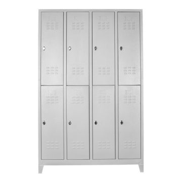Dulap de depozitare cu incuietoare, Shelvoria, Js1030, 128x200x37 cm, Otel, Gri deschis