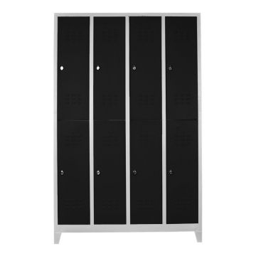 Dulap de depozitare cu incuietoare, Shelvoria, Js1030Sı, 128x200x37 cm, Otel, Gri/Negru
