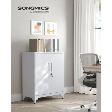 Dulap metalic pentru birou, Songmics, 80x40x90 cm, otel, gri mat