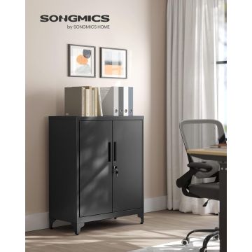Dulap metalic pentru birou, Songmics, 80x40x90 cm, otel, negru
