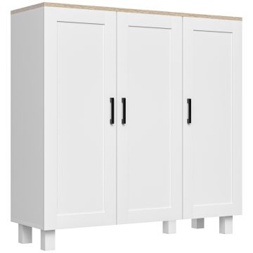 HOMCOM Bufet de sufragerie cu 3 uși și rafturi reglabile pentru Bucătărie Sufragerie Stil Nordic 90x30x90 cm Alb | Aosom Romania