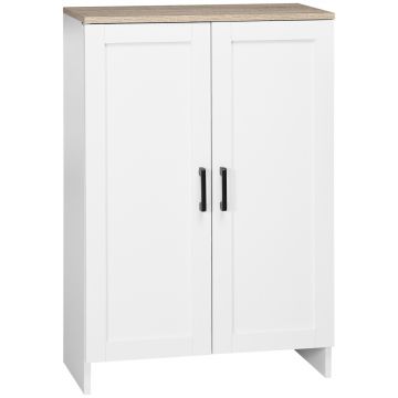 HOMCOM Bufet mobilier bucătărie depozitare cu placard cu uși și rafturi reglabile, 60 x 30 x 90 cm, alb | Aosom Romania