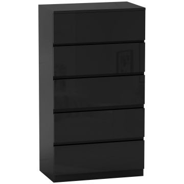 HOMCOM Comoda cu 5 sertare Comoda de stil modern pentru dormitor intrare living 55x34x100 cm Negru | Aosom Romania