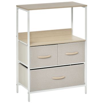 HOMCOM Comodă mobilier de depozitare cu 3 sertare material textil, raft și blat superior, 58L x 29l x 81,5H cm | Aosom Romania